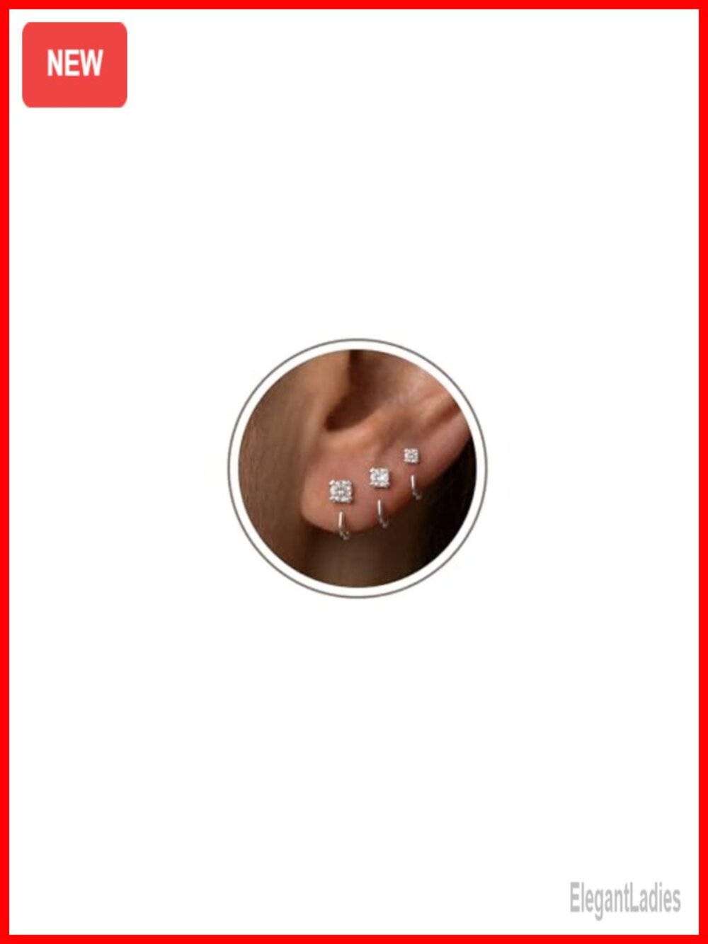Sterling Silver Plated Half Hoop Earrings Cubic Zirconia 3 Pairs